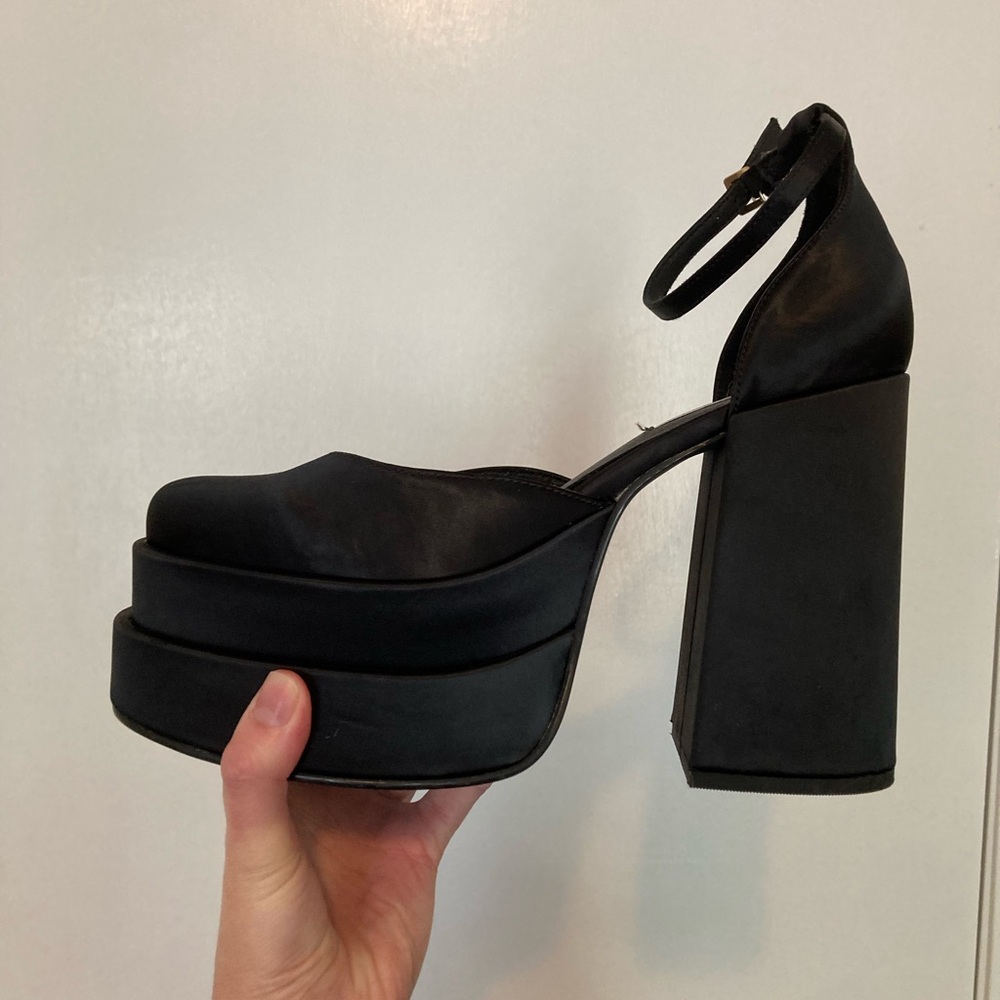 Steve Madden Charlize Black Satin Heels